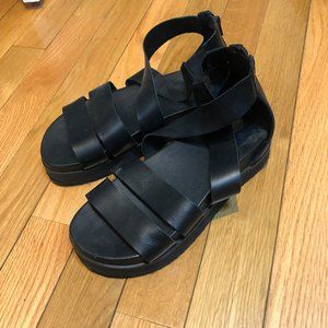 Black Leather Gladiator Sandals